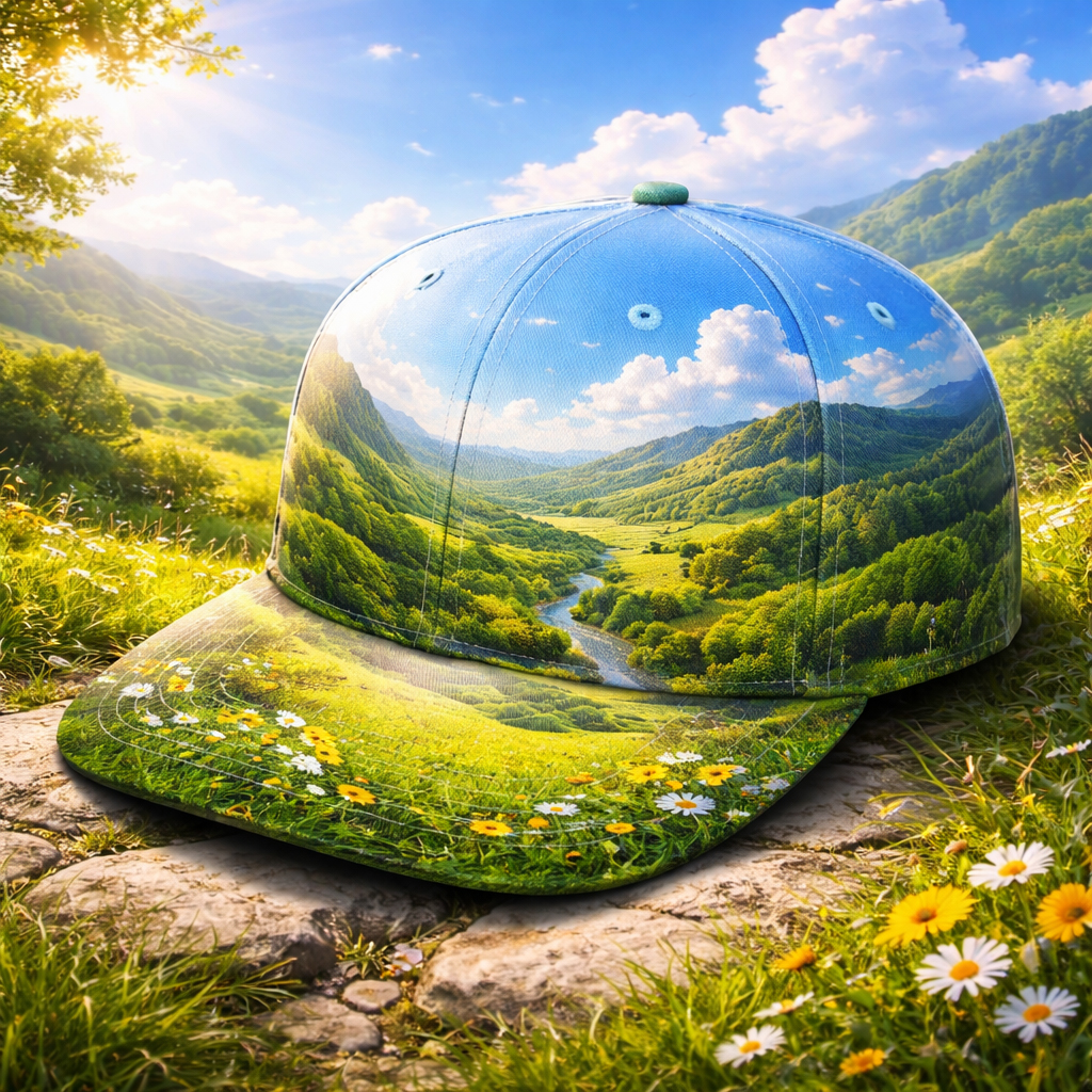 Green Hills Graphic Cap Landscape